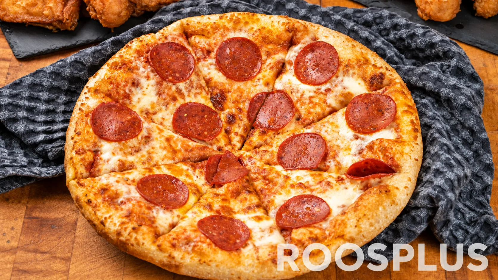 Cheese pizza topped with round salami slices at Bismillah Pizza, Eglinton Avenue East, Scarborough.