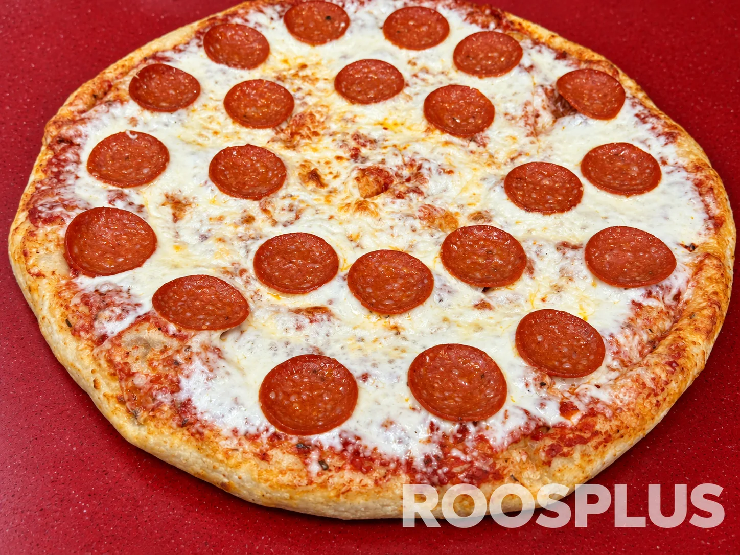 Detailed view of salami slices, melted mozzarella and golden pizza crust at Bismillah Pizza, Eglinton Avenue East, Scarborough.